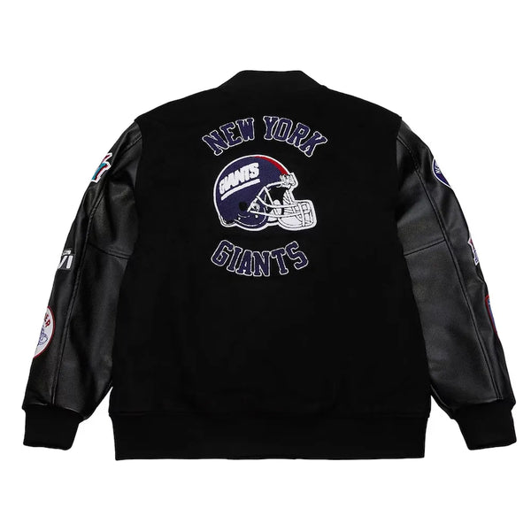NY Giants Blackout Vintage Logo Varsity Jacket