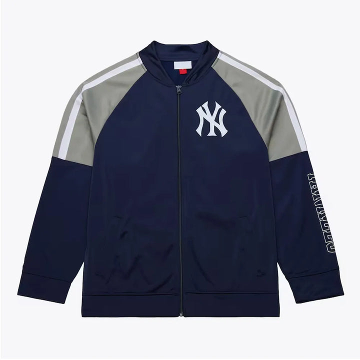 Stylish Color Blocked Track Jacket Featuring NY Yankees Logo in France style