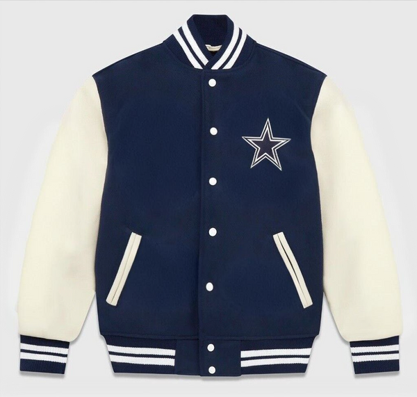 Front View  Dallas Cowboys Men's Varsity Leather Jacket