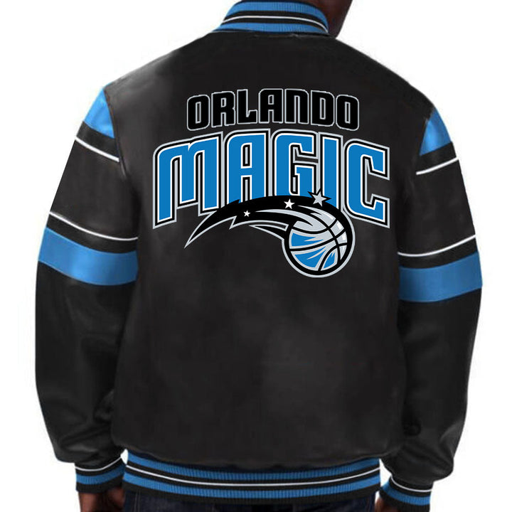 NBA Orlando Magic leather jacket with team logo design for men and women in USA