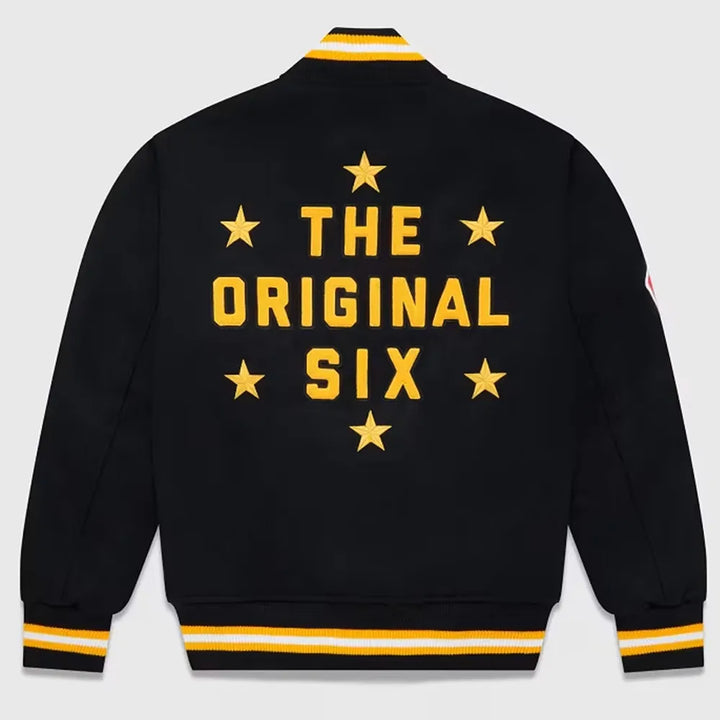 Back View MLB OVO Boston Bruins Varsity Jacket