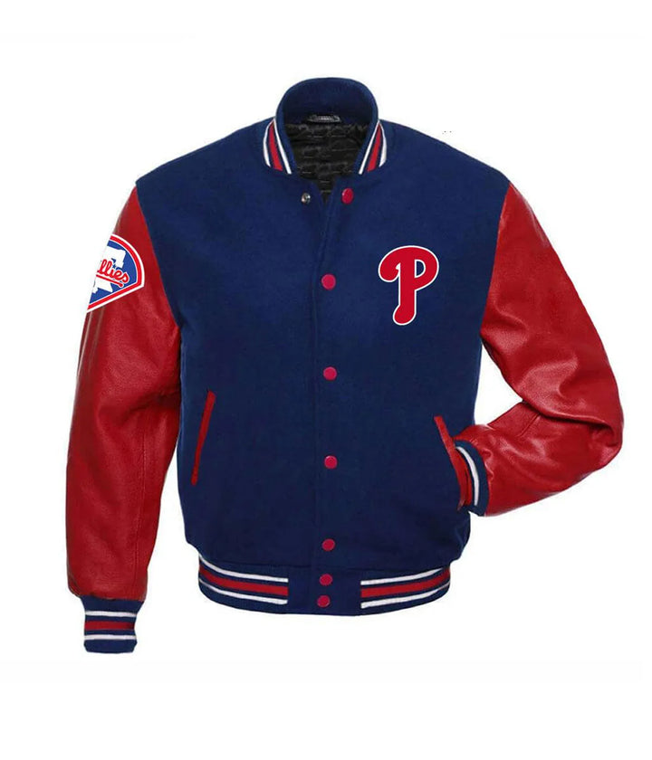 Front View Philadelphia Phillies Wool Jacket: