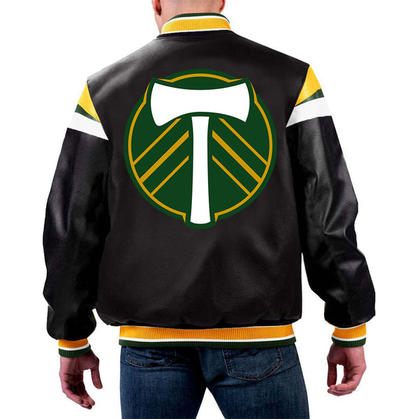 MLS Portland Timbers leather jacket front view in USA