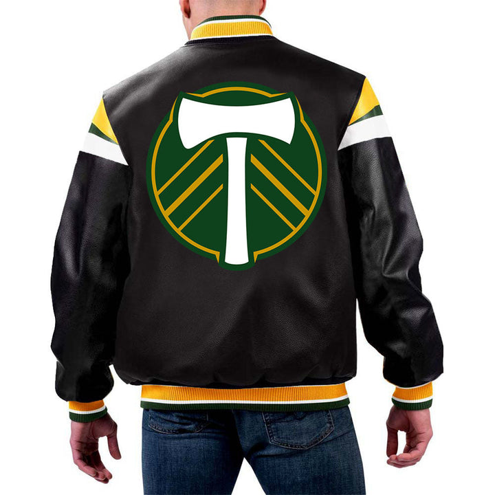 MLS Portland Timbers leather jacket front view in USA