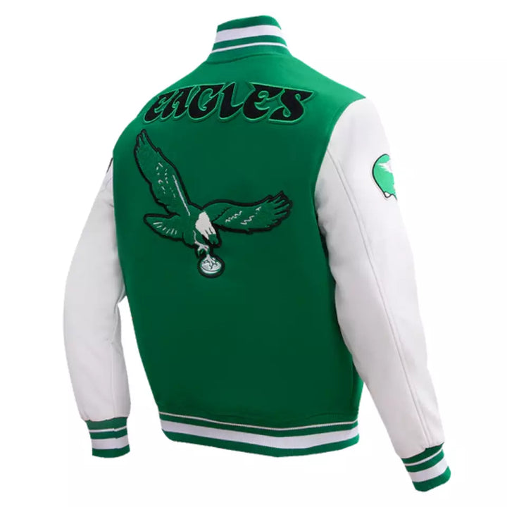 Stylish men’s Eagles varsity jacket – classic letterman style with football club branding in USA