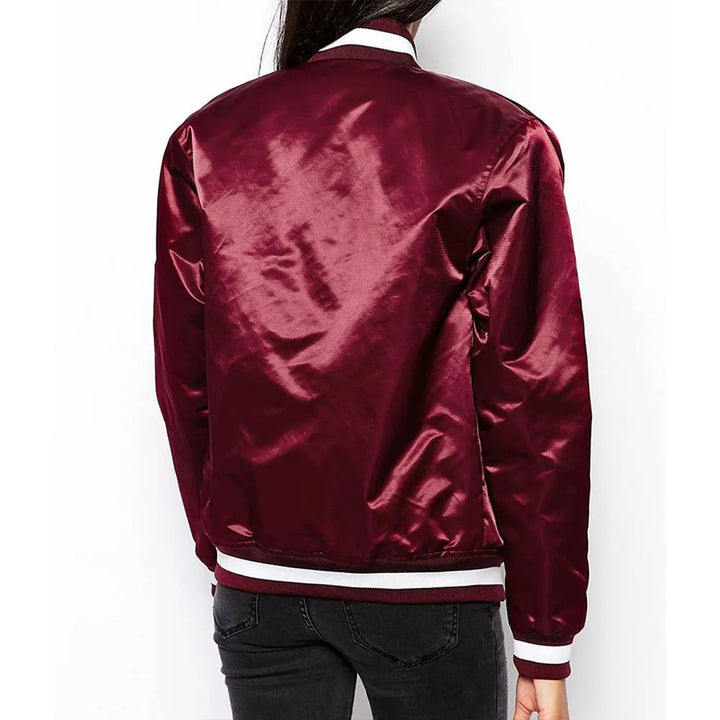 back view brooklyn dodgers maroon satin jacket