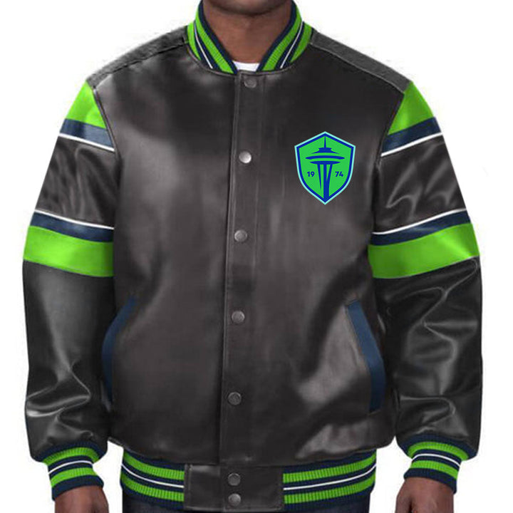 Premium leather Seattle Sounders FC jacket for passionate soccer fans in American Market