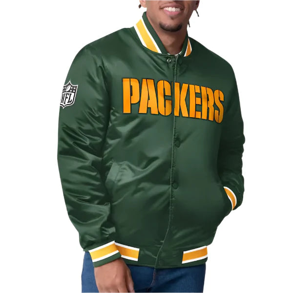 Green Bay Packers Closer Green Satin Jacket