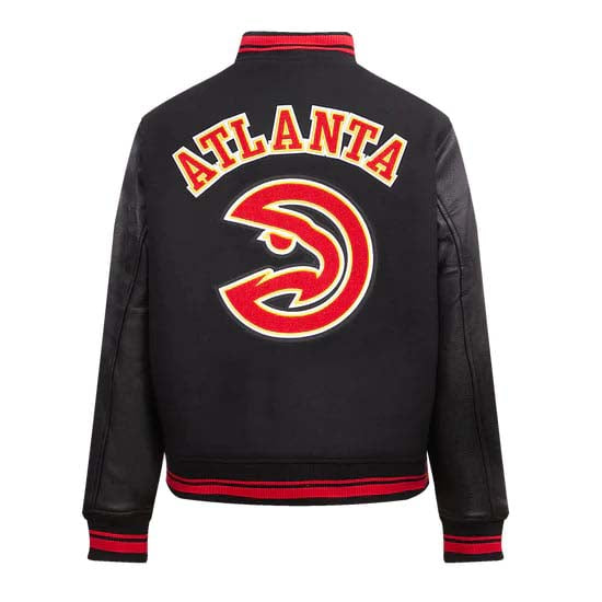 NBA Atlanta Hawks retro classic women’s rib wool varsity jacket in USA