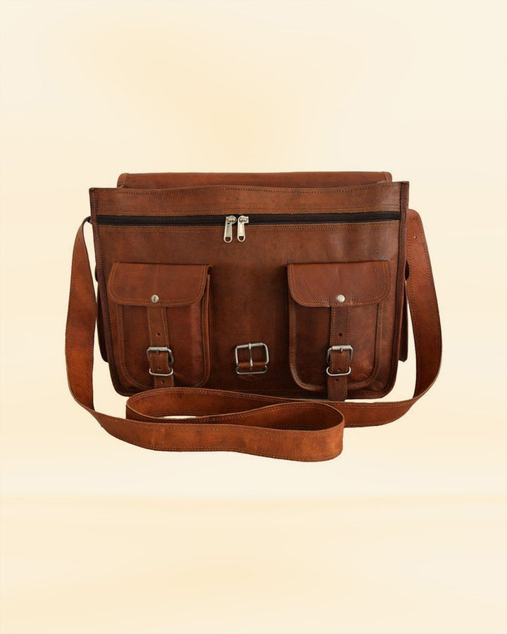 Our leather messenger backpack, perfect for the American market