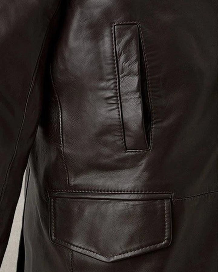 Sleek and Stylish Leather Trench Coat for Men in US market'