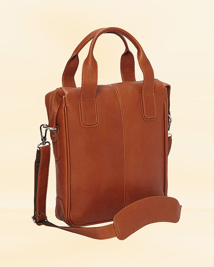 A sleek and professional leather vertical laptop briefcase, perfect for the American market IN USA