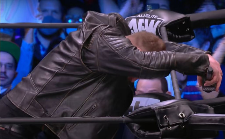 Jon Moxley rocks an edgy black leather jacket for his AEW appearance in France style