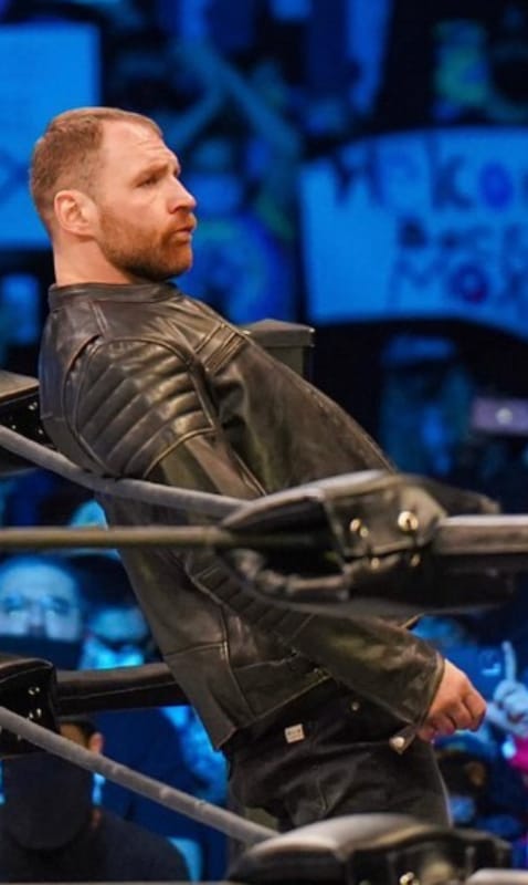 Black leather jacket with attitude, as seen on Jon Moxley in AEW in German market