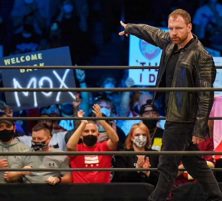 Stylish leather jacket worn by Jon Moxley for his AEW comeback in American style