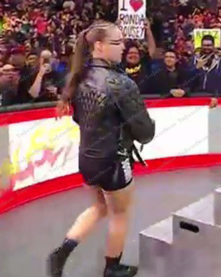 Stylish leather jacket worn by Ronda Rousey during her WWE return in United state market