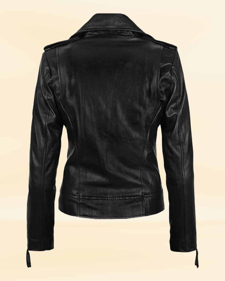 Women's biker leather jacket available in USA