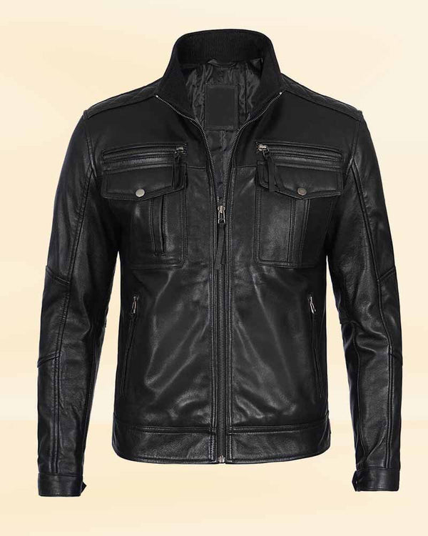 Expertly designed Men's Racer leather jacket for the American market