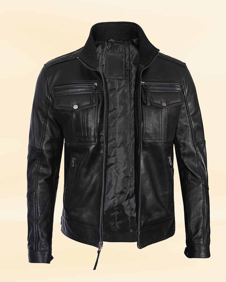 Durable Men's Racer leather jacket built for speed and style