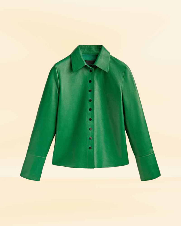Classic green Nappa leather shirt for timeless style