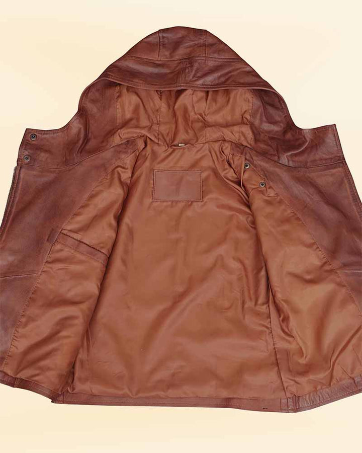 Durable asymmetrical brown leather jacket built to last