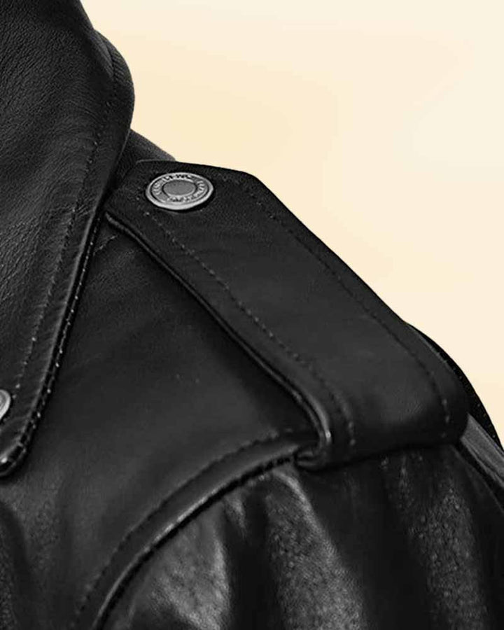 Biker jacket with quilted detailing and metal hardware