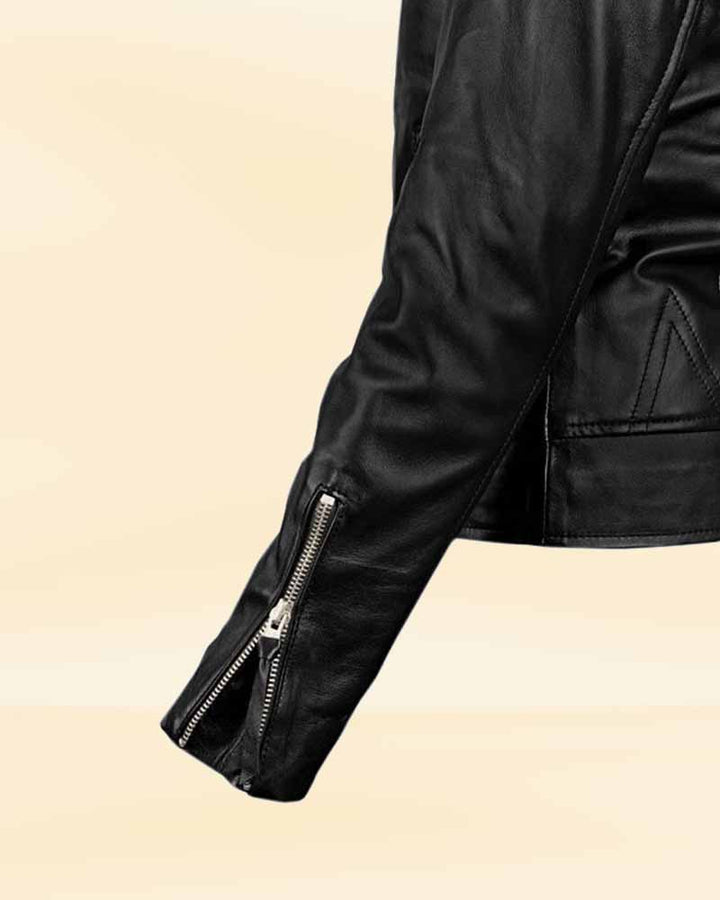 USA-made biker leather jacket for women