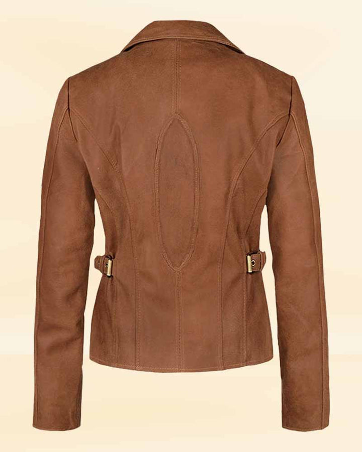 USA-made vintage color leather jacket for women