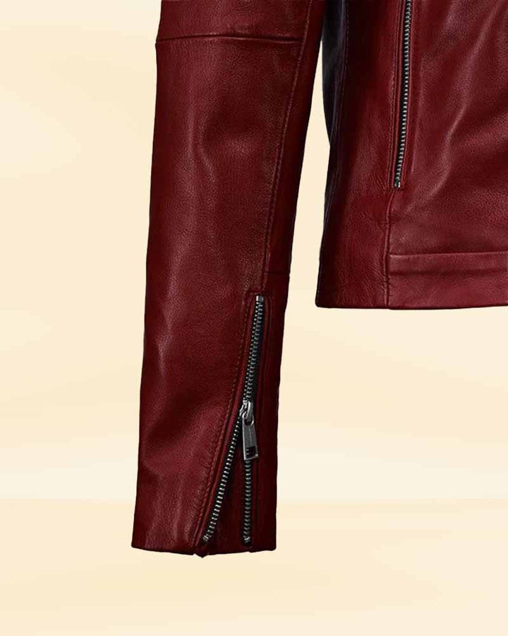 Women's Eye-Catching Red Leather Outerwear