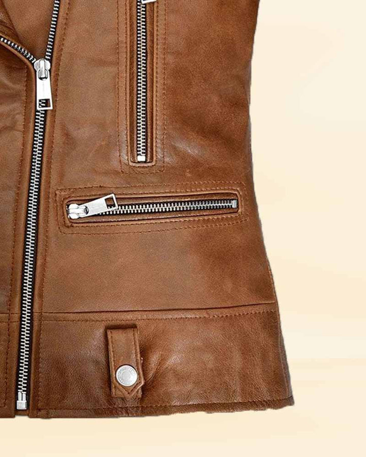 Elevate your wardrobe with a women's brown leather jacket in USA