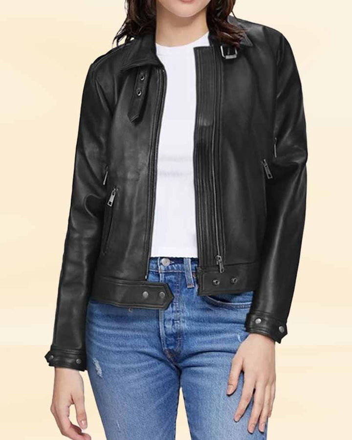 Classic leather jacket with a slim-fit design