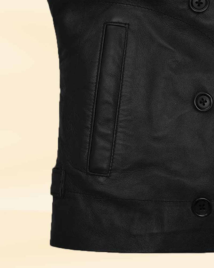Women's premium black leather jacket, a wardrobe staple in USA