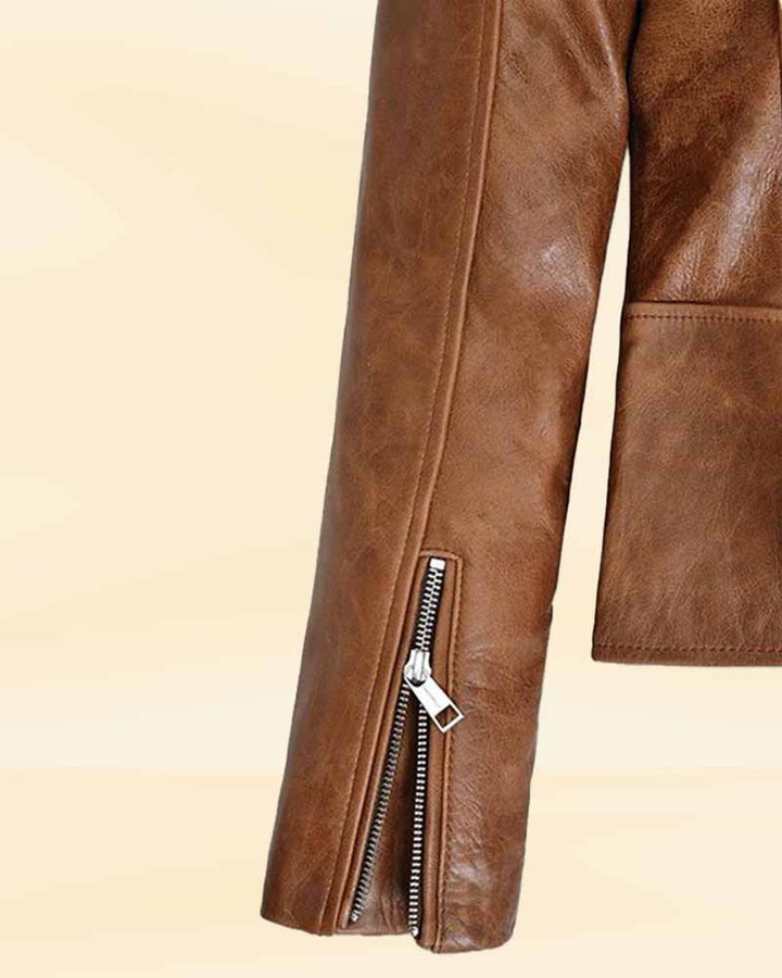 Stay fashionable in a brown leather jacket for women in USA