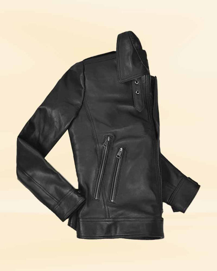 black biker jacket with a unique and modern design USA style
