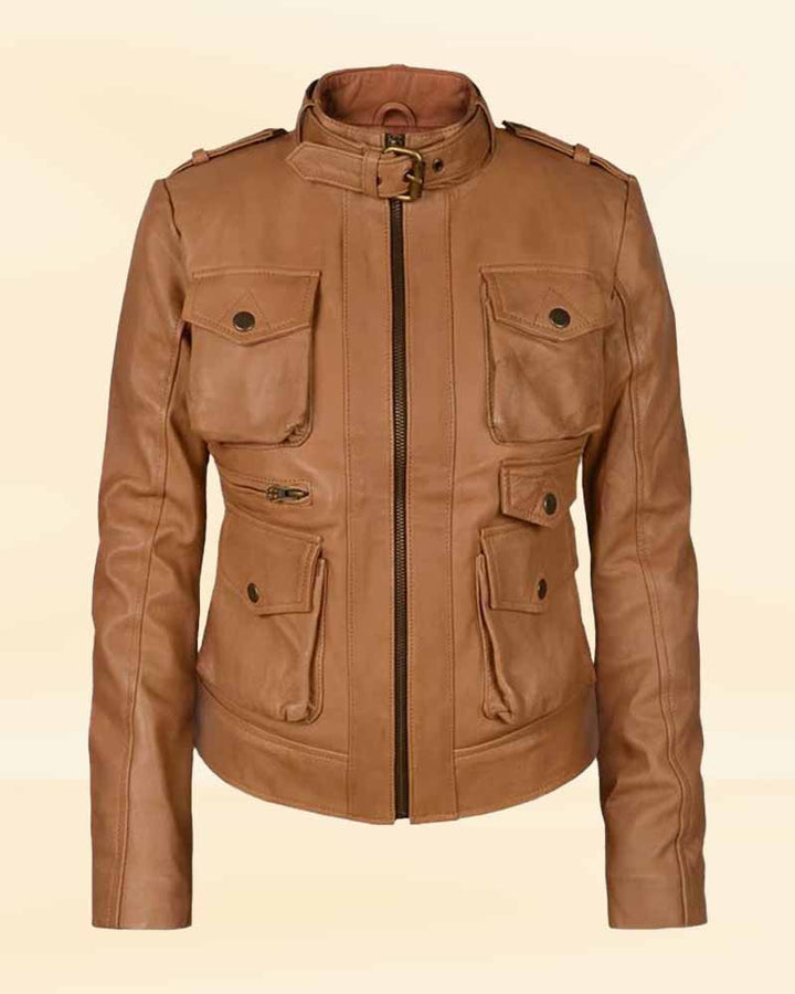 Soft Hunter Tan Leather Jacket for women in USA