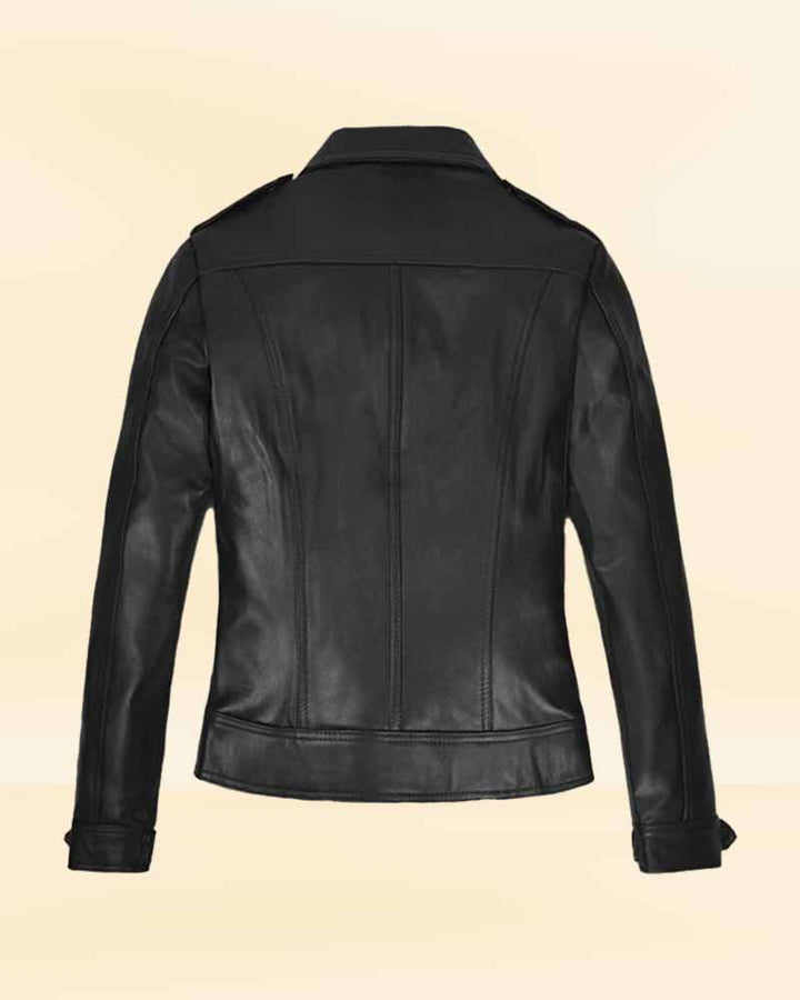 Biker jacket with quilted detailing and metal hardware USA style
