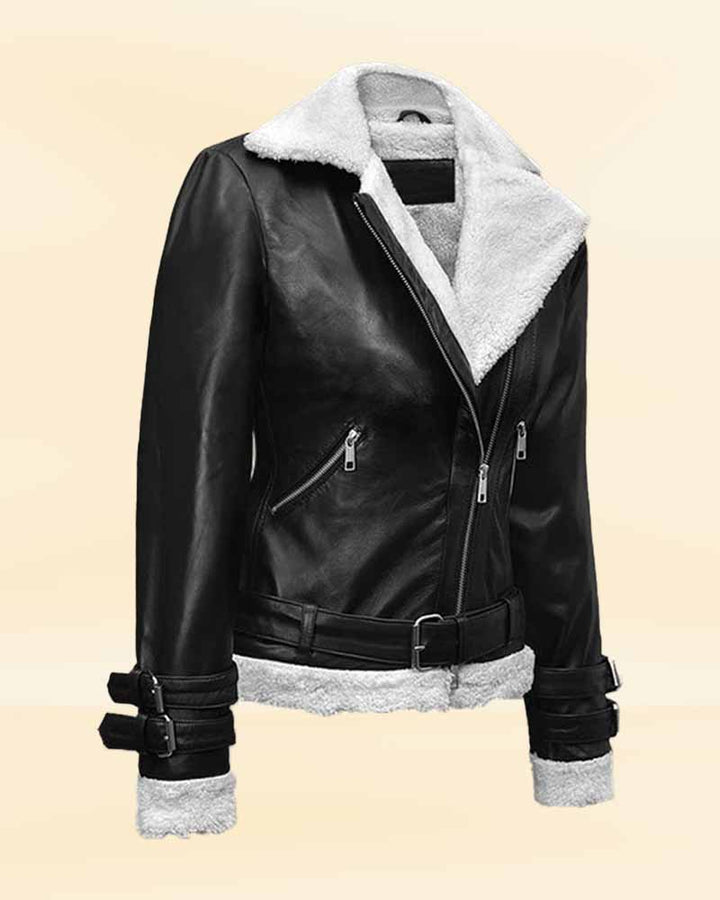 Upgrade your wardrobe with our black faux fur lined leather jacket USA style