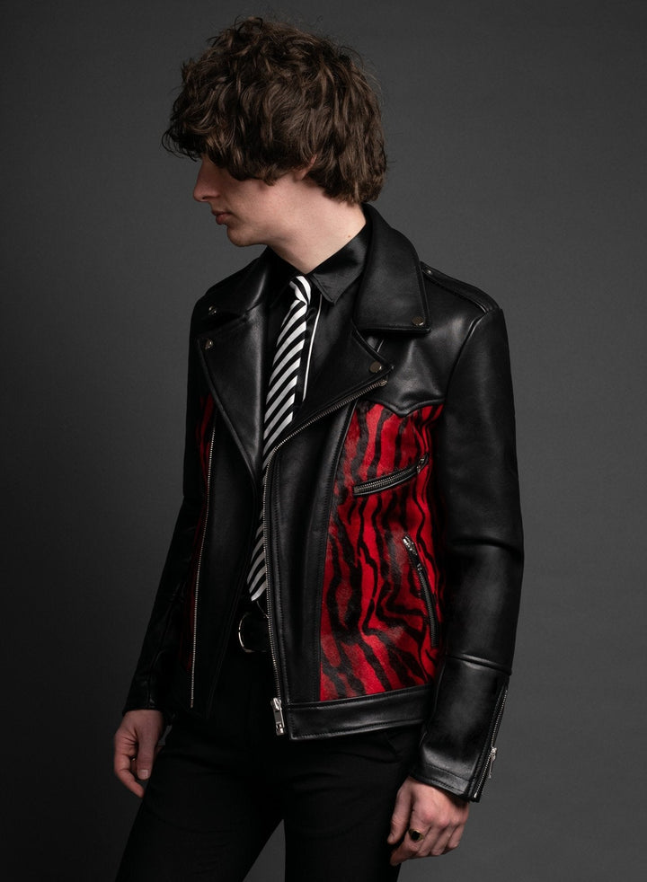 Bold red and black motorcycle jacket for Daytona enthusiasts in France style