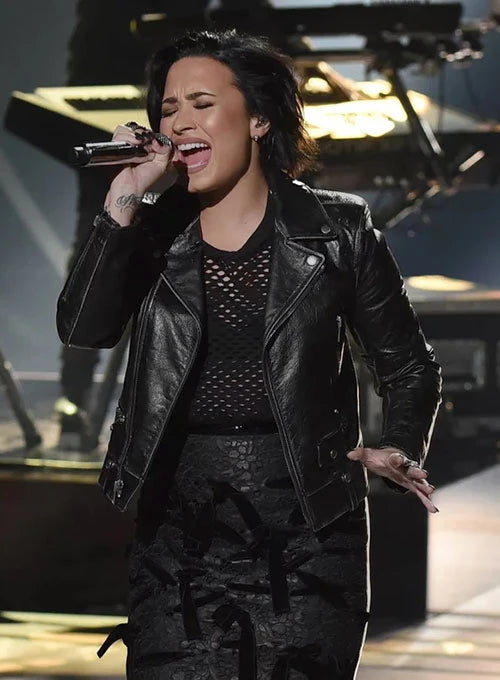 Get the trendy look with this Demi Lovato-inspired leather jacket in United state market