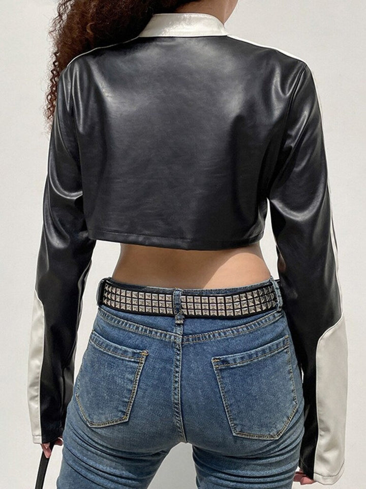 Urban biker jacket with a cropped silhouette in American style