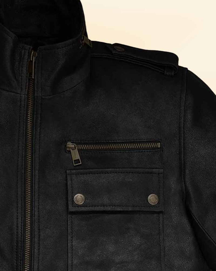 Step Up Your Fashion Game with our Black Vintage Leather Jacket USA style