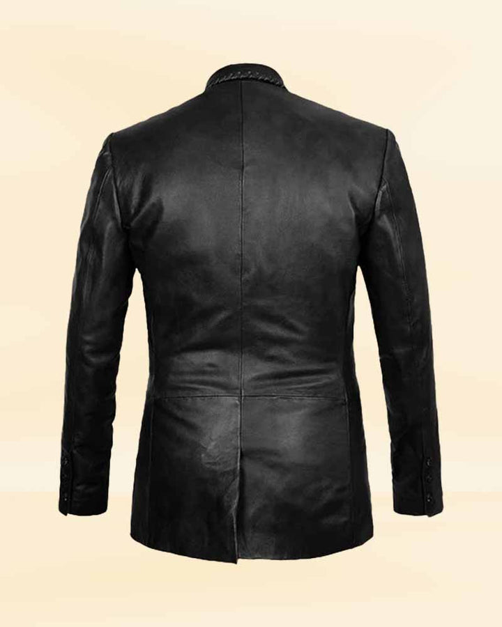 Luxury leather blazer with a medieval touch, available in the USA